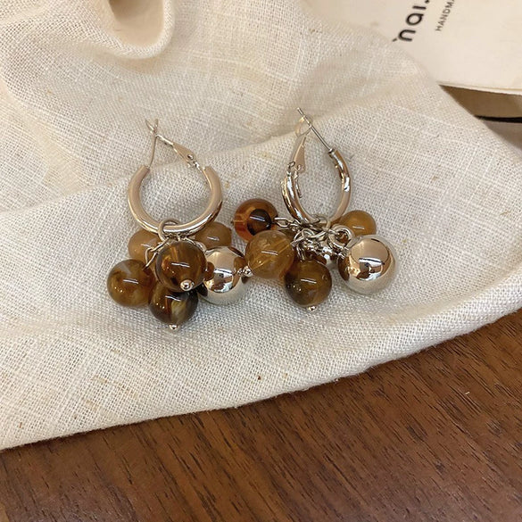 Wholesale Women's Alloy Geometric Maillard Style Earrings With Silver Needle And Electroplating