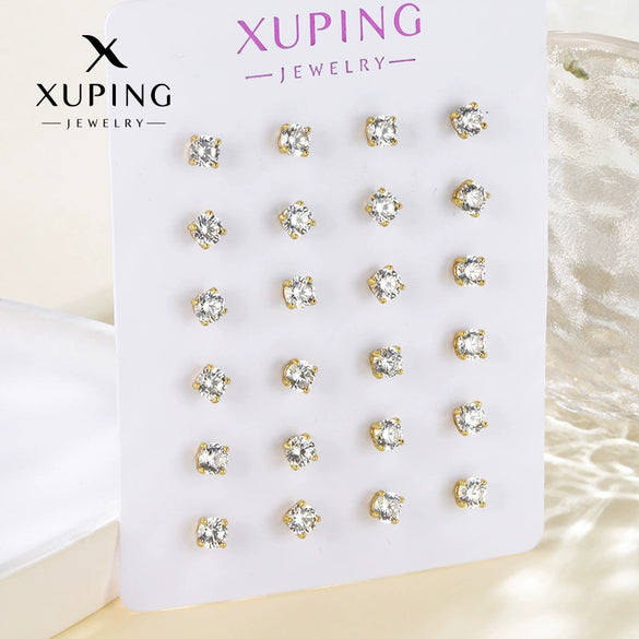 Wholesale Women's Alloy Geometric Minimalist Fourclaw Single Zircon Electroplated Earrings
