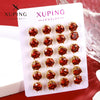 Wholesale Women's Alloy Geometric Minimalist Sixclaw Inlay Round Gemstone Red Earrings Electroplated