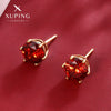 Wholesale Women's Alloy Geometric Minimalist Sixclaw Inlay Round Gemstone Red Earrings Electroplated