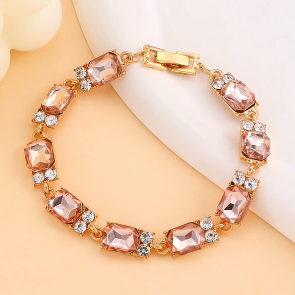 Wholesale Women's Alloy Geometric Multicolor Crystal Zircon Bracelet Set With Gemstones