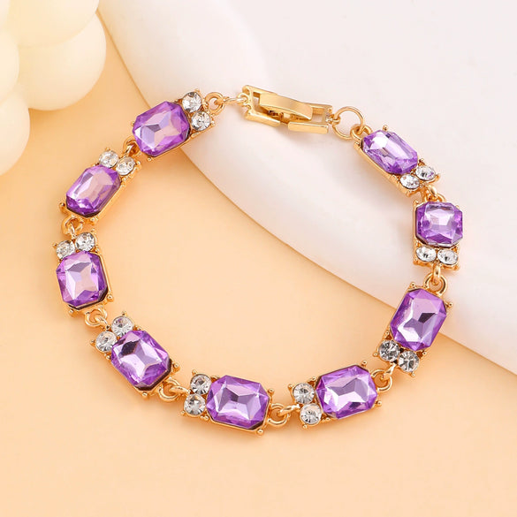 Wholesale Women's Alloy Geometric Multicolor Crystal Zircon Bracelet Set With Gemstones