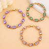 Wholesale Women's Alloy Geometric Multicolor Crystal Zircon Bracelet Set With Gemstones