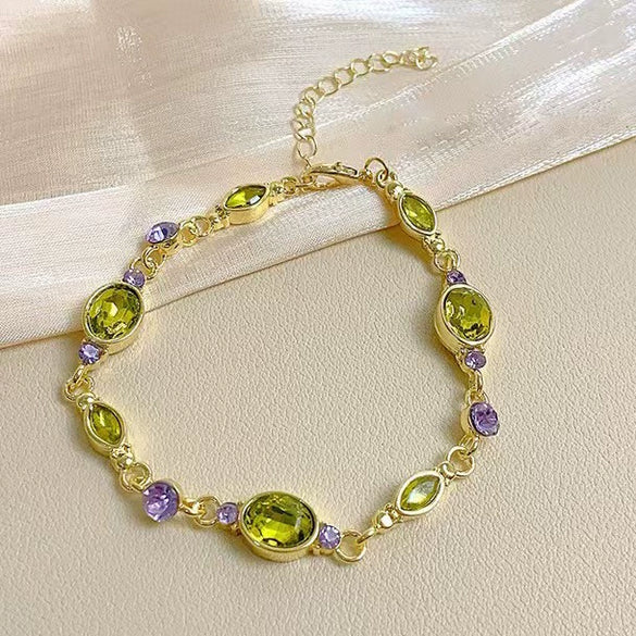 Wholesale Women's Alloy Geometric Multicolor Crystal Zircon Bracelet Set With Gemstones
