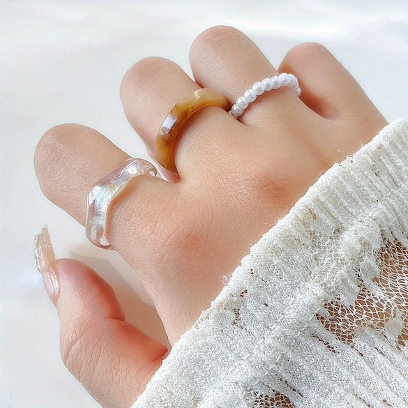 Wholesale Women's Alloy Geometric Multipiece Ring Set With Electroplating Design