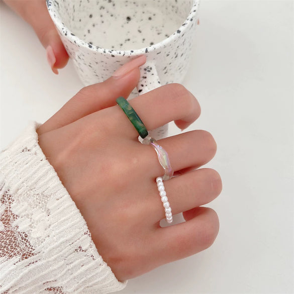 Wholesale Women's Alloy Geometric Multipiece Ring Set With Electroplating Design