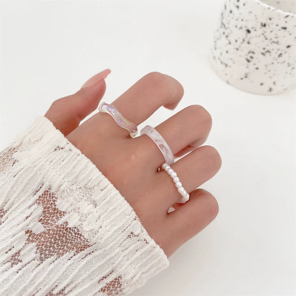 Wholesale Women's Alloy Geometric Multipiece Ring Set With Electroplating Design