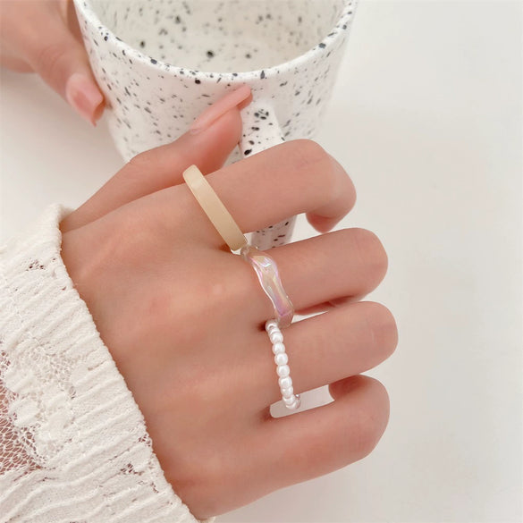 Wholesale Women's Alloy Geometric Multipiece Ring Set With Electroplating Design
