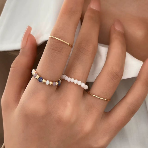 Wholesale Women's Alloy Geometric Multipiece Ring Set With Electroplating Design