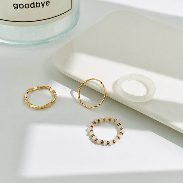 Wholesale Women's Alloy Geometric Multipiece Ring Set With Electroplating Design