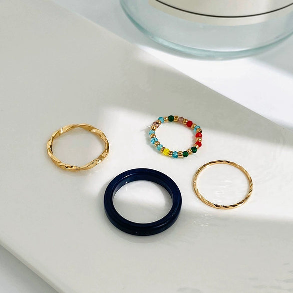 Wholesale Women's Alloy Geometric Multipiece Ring Set With Electroplating Design