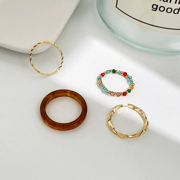 Wholesale Women's Alloy Geometric Multipiece Ring Set With Electroplating Design