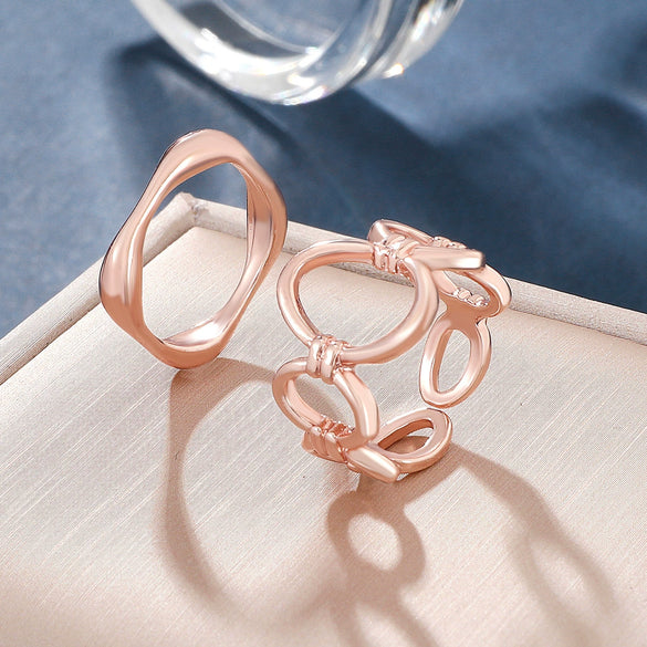 Wholesale Women's Alloy Geometric Open Ring Twopiece Set With Electroplating