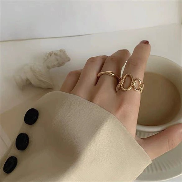 Wholesale Women's Alloy Geometric Open Ring Twopiece Set With Electroplating