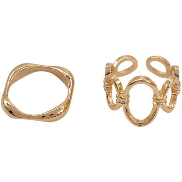 Wholesale Women's Alloy Geometric Open Ring Twopiece Set With Electroplating