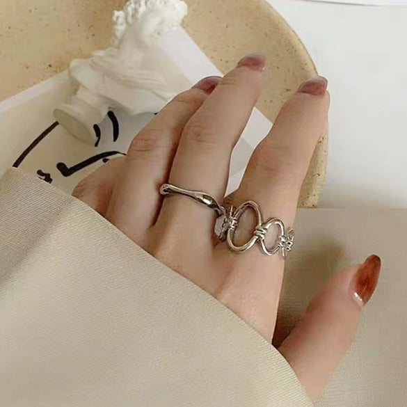 Wholesale Women's Alloy Geometric Open Ring Twopiece Set With Electroplating