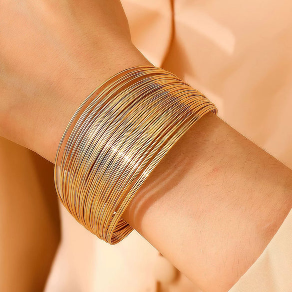 Wholesale Women's Alloy Geometric Open Ring With Electroplating Light Luxury Multilayer Design