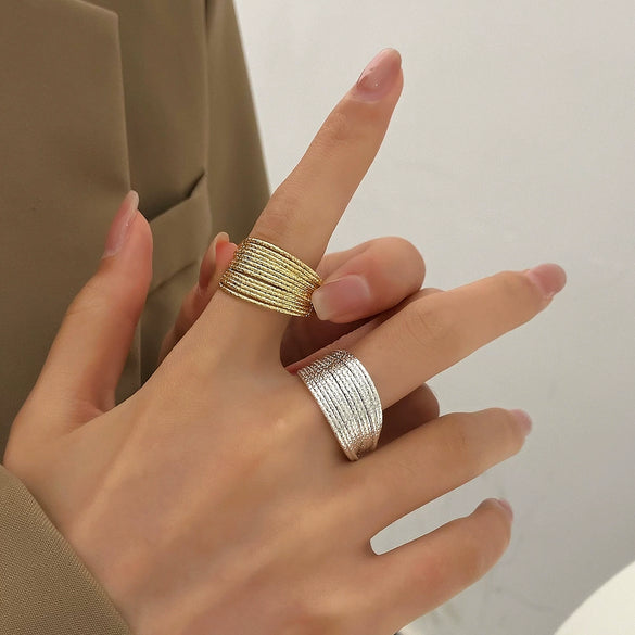 Wholesale Women's Alloy Geometric Open Ring With Electroplating Light Luxury Multilayer Design