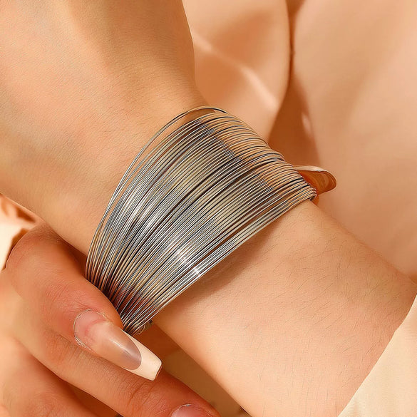Wholesale Women's Alloy Geometric Open Ring With Electroplating Light Luxury Multilayer Design