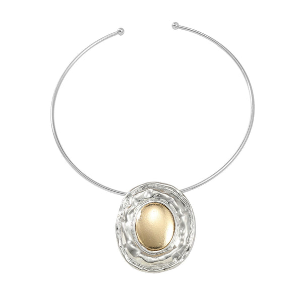 Wholesale Women's Alloy Geometric Oval Pendant Necklace With Snake Bone Chain And Electroplating Treatment