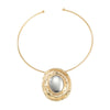 Wholesale Women's Alloy Geometric Oval Pendant Necklace With Snake Bone Chain And Electroplating Treatment