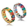 Wholesale Women's Alloy Geometric Oval Rainbow Zircon Ring With Electroplating