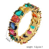 Wholesale Women's Alloy Geometric Oval Rainbow Zircon Ring With Electroplating