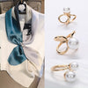 Wholesale Women's Alloy Geometric Pearl Brooch And Scarf Buckle With Electroplating
