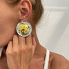 Wholesale Women's Alloy Geometric Pleated Bright Round Electroplated Earrings
