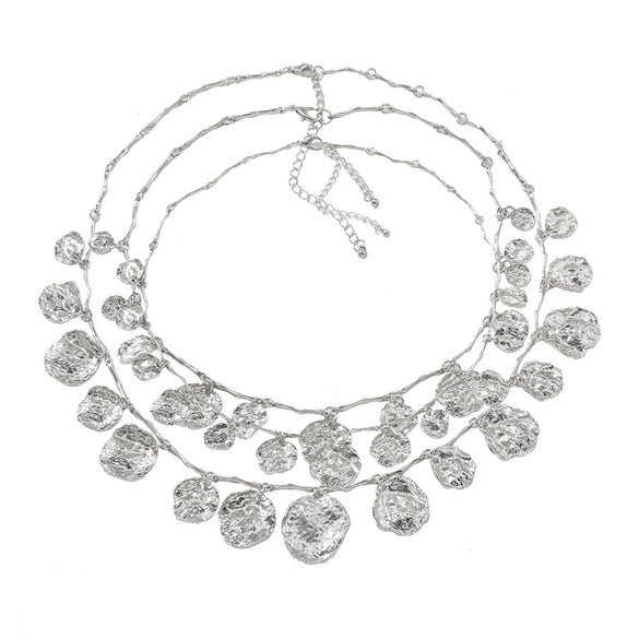 Wholesale Women's Alloy Geometric Round Pendant Necklace With Diamond Design And Snake Bone Chain Retro Cold Style
