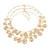 Wholesale Women's Alloy Geometric Round Pendant Necklace With Diamond Design And Snake Bone Chain Retro Cold Style