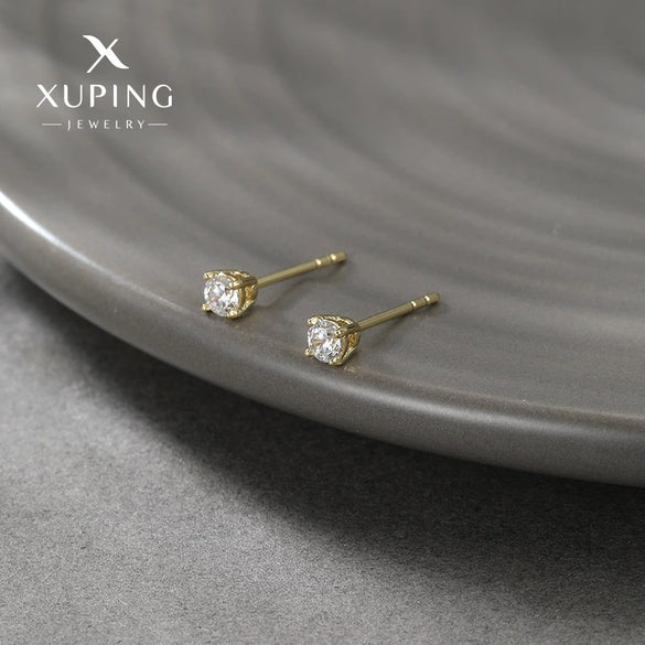 Wholesale Women's Alloy Geometric Simple Style Electroplated Fourclaw Single Zircon Earring Ear Bone Nail