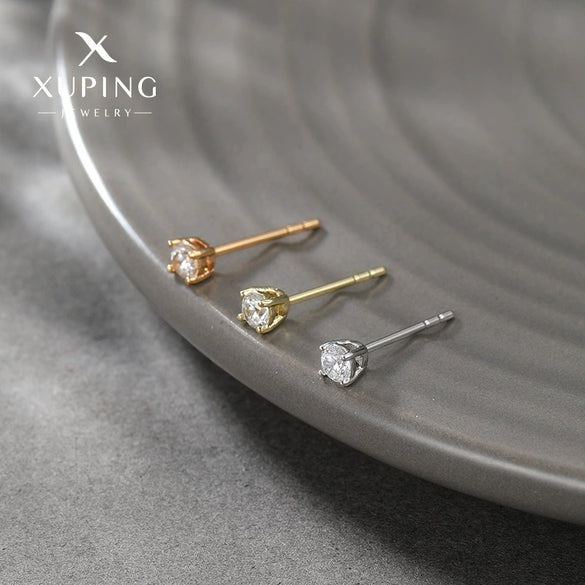 Wholesale Women's Alloy Geometric Simple Style Electroplated Fourclaw Single Zircon Earring Ear Bone Nail