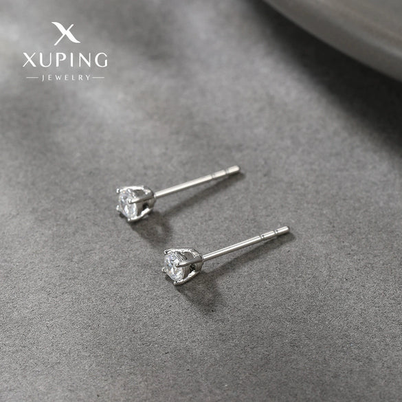 Wholesale Women's Alloy Geometric Simple Style Electroplated Fourclaw Single Zircon Earring Ear Bone Nail