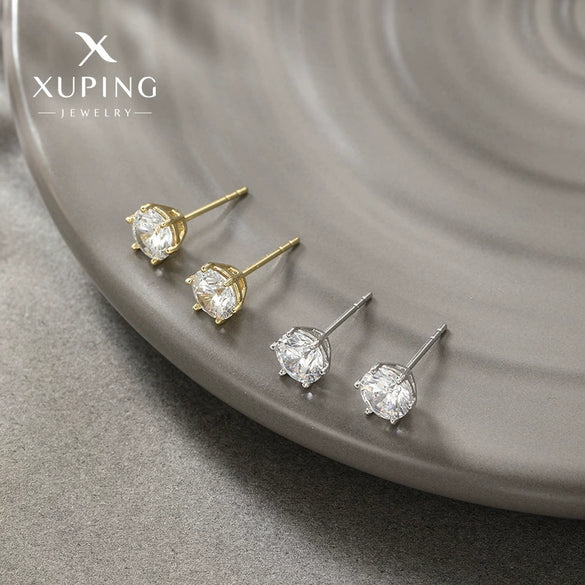 Wholesale Women's Alloy Geometric Sixclaw Inlaid Zircon Earrings With Electroplating And Minimalist Design