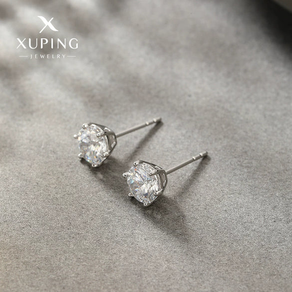 Wholesale Women's Alloy Geometric Sixclaw Inlaid Zircon Earrings With Electroplating And Minimalist Design