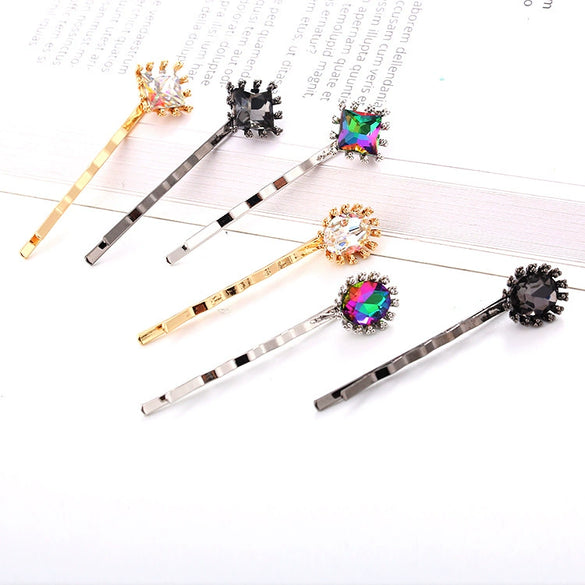 Wholesale Women's Alloy Geometric Square Round Clip Hair Accessories With Electroplating Process