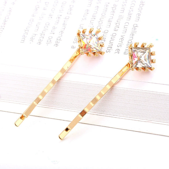 Wholesale Women's Alloy Geometric Square Round Clip Hair Accessories With Electroplating Process