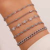 Wholesale Women's Alloy Geometric Star Chain Five Layer Electroplated Simple Back Word Bracelet Set