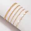 Wholesale Women's Alloy Geometric Star Chain Five Layer Electroplated Simple Back Word Bracelet Set