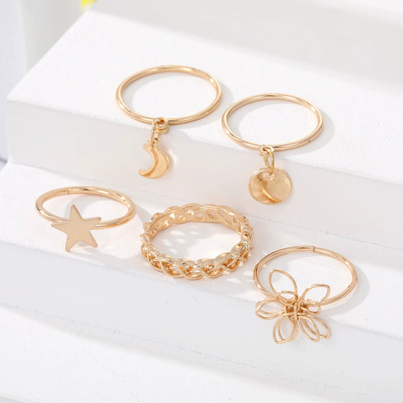Wholesale Women's Alloy Geometric Style Overlapping Joint Ring With Dripping Glue Treatment