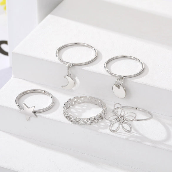 Wholesale Women's Alloy Geometric Style Overlapping Joint Ring With Dripping Glue Treatment