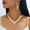 Wholesale Women's Alloy Geometric Vshaped Electroplated Jewelry Set Choker Necklace And Earrings Fashion Accessories