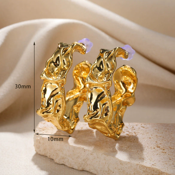 Wholesale Women's Alloy Gold Electroplated Geometric Xshaped Cshaped Earrings