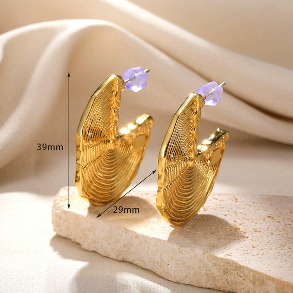 Wholesale Women's Alloy Gold Electroplated Geometric Xshaped Cshaped Earrings
