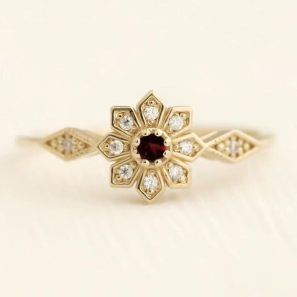 Wholesale Women's Alloy Gold Ring With Flower Pattern Electroplated Simple And Fashionable Creative Classic