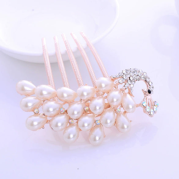 Wholesale Women's Alloy Hair Accessories With Rhinestone Bow Pearl Plaid Animals Zodiac Electroplated Design