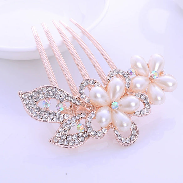 Wholesale Women's Alloy Hair Accessories With Rhinestone Bow Pearl Plaid Animals Zodiac Electroplated Design