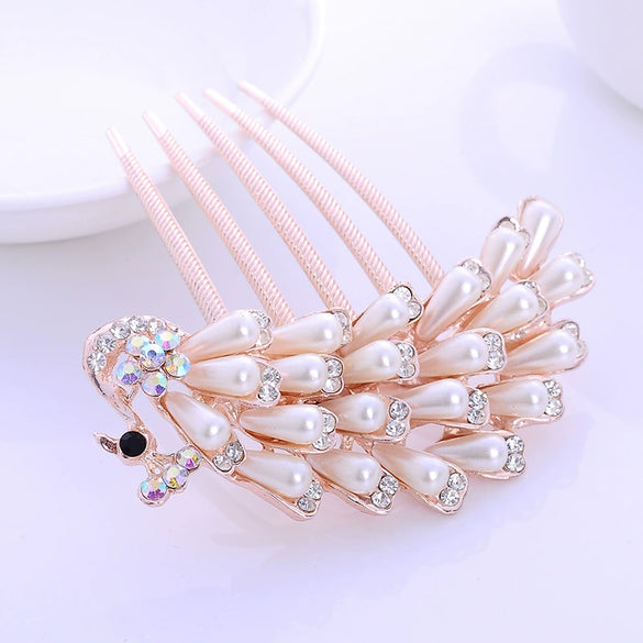 Wholesale Women's Alloy Hair Accessories With Rhinestone Bow Pearl Plaid Animals Zodiac Electroplated Design