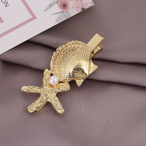 Wholesale Women's Alloy Hair Accessories With Starfish Shell Bear Bow Tie Geometric Patterns And Electroplating